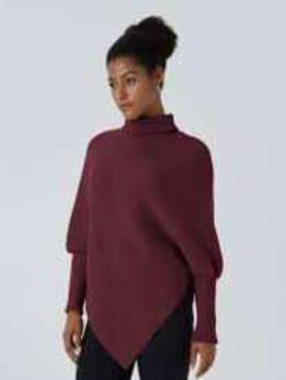 NWT Halara High Neck Long Sleeve Asymmetric Hem Work Sweater Burgundy XL